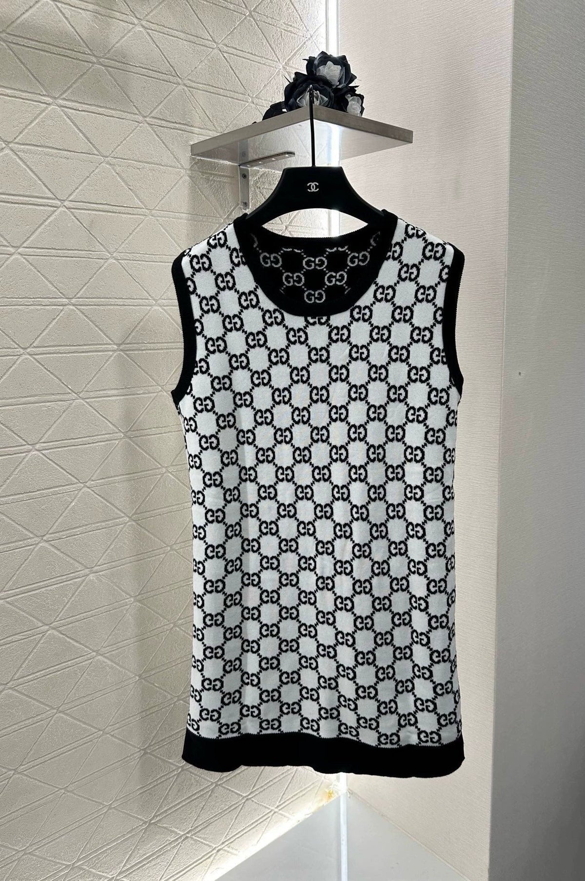 G 25 Reversible jacquard knitted vest dress