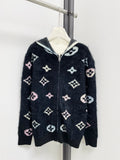 25fw Old flower hooded zipper cardigan