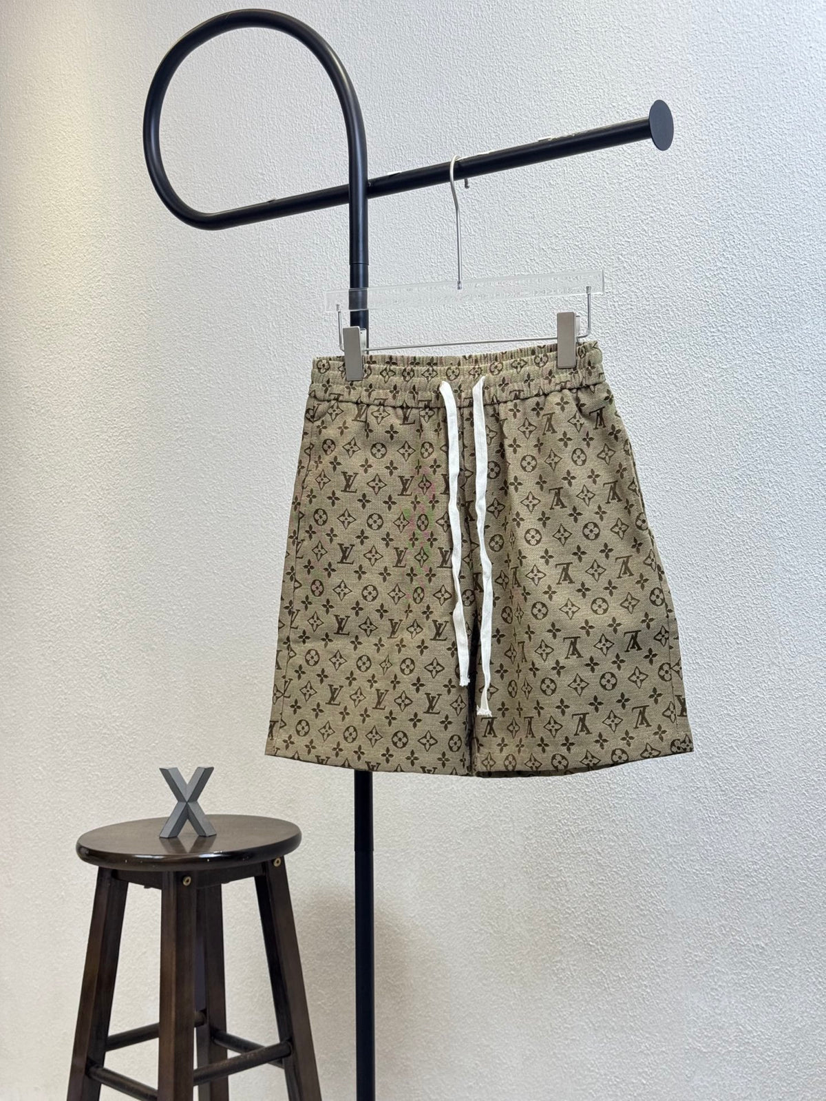 Full printed logo jacquard denim shorts