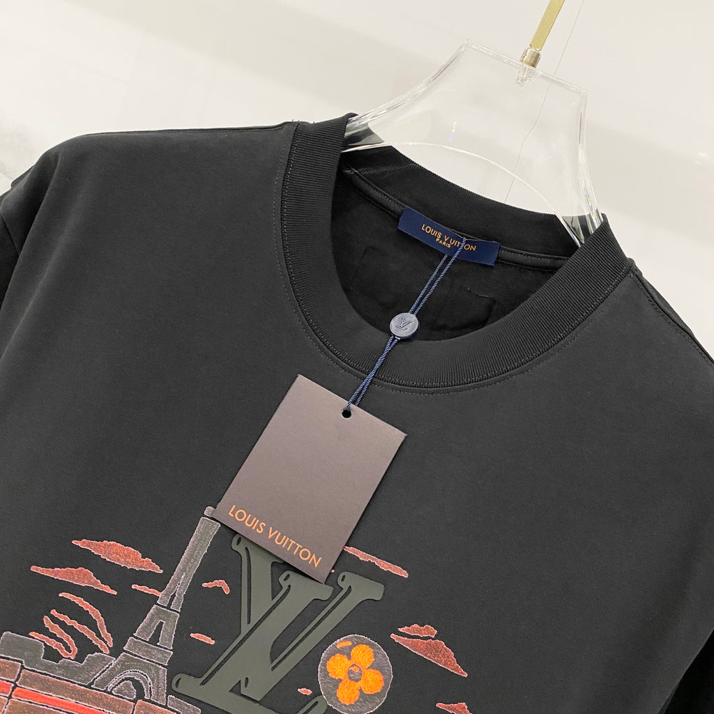 Landscape printed silicone letter T-shirt