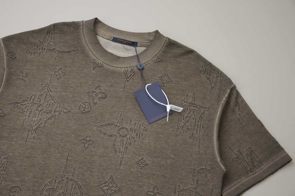 Burnt jacquard short sleeved shirt