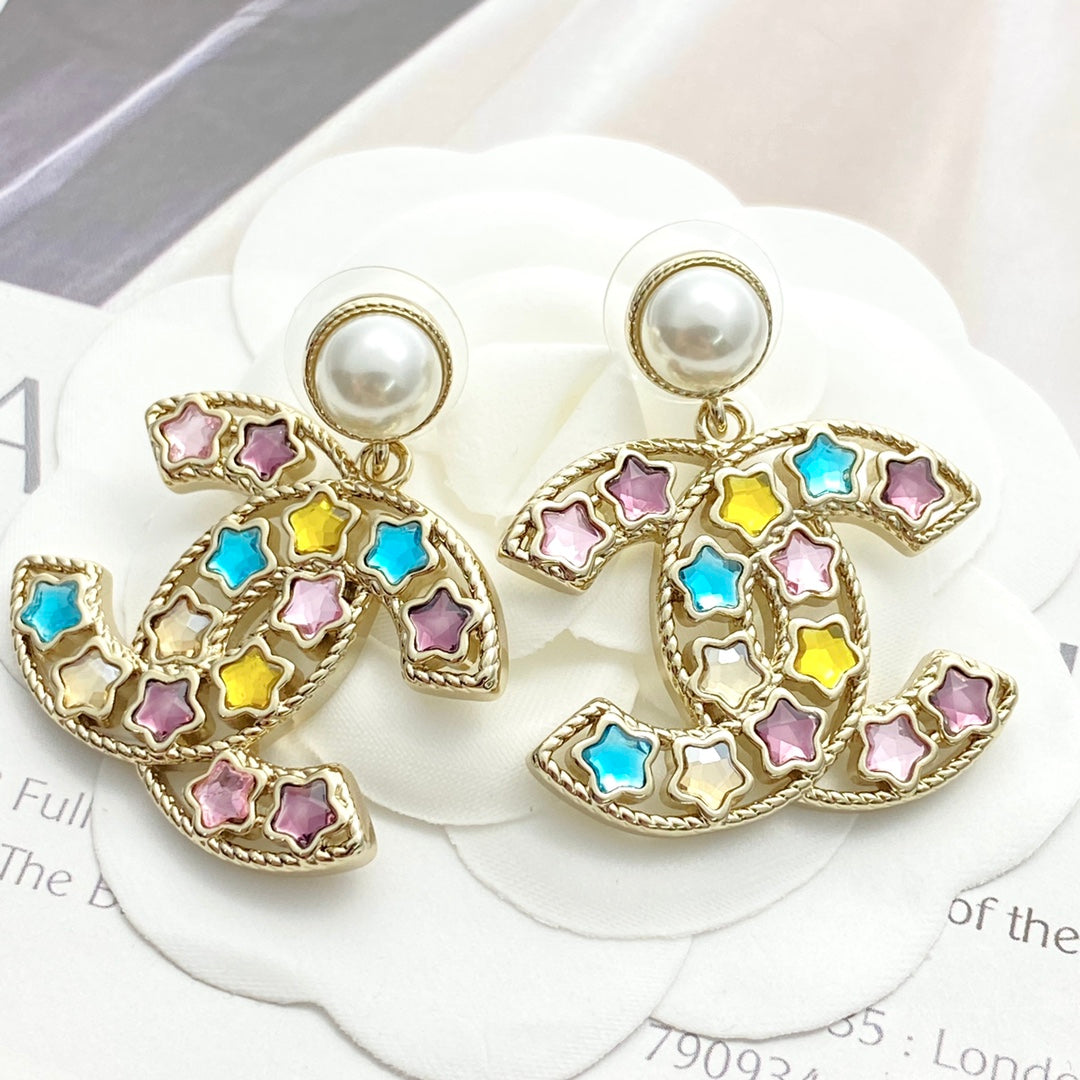 Colorful Diamond Star Pearl Earnail