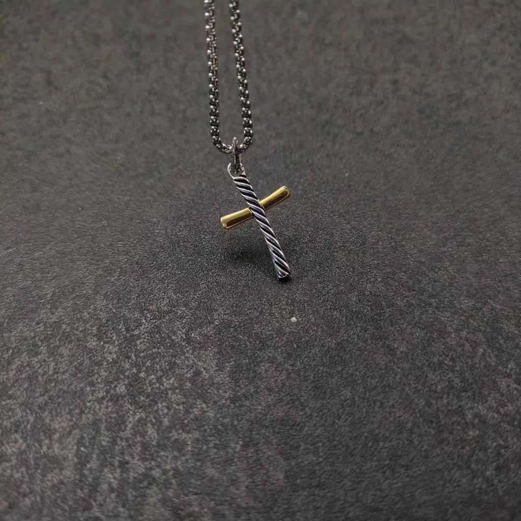 Colorful cross necklace with horizontal edges