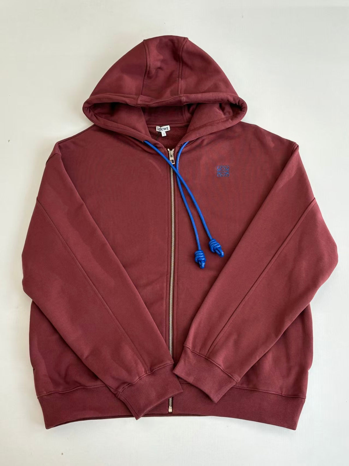 Embroidered zipper hooded sweatshirt jacket