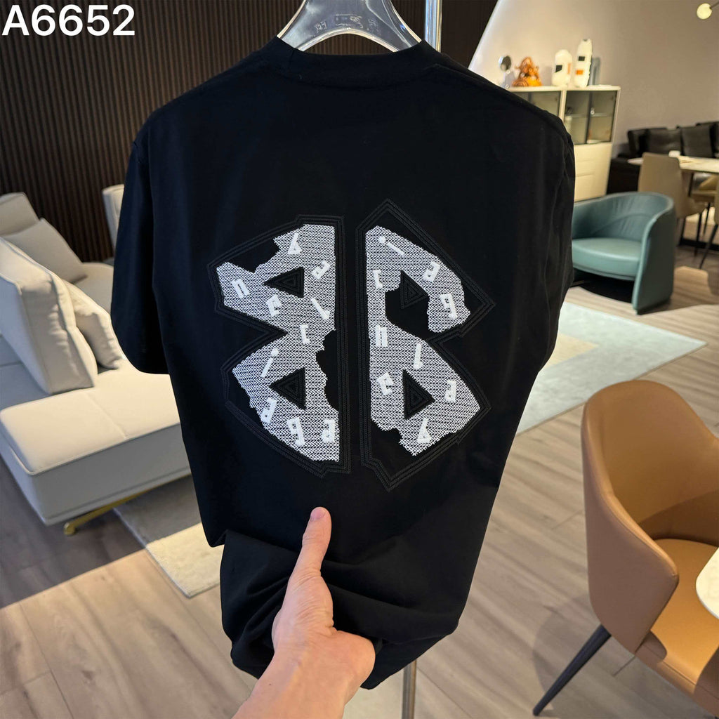 26ss new embroidery craft logo letter short sleeved shirt