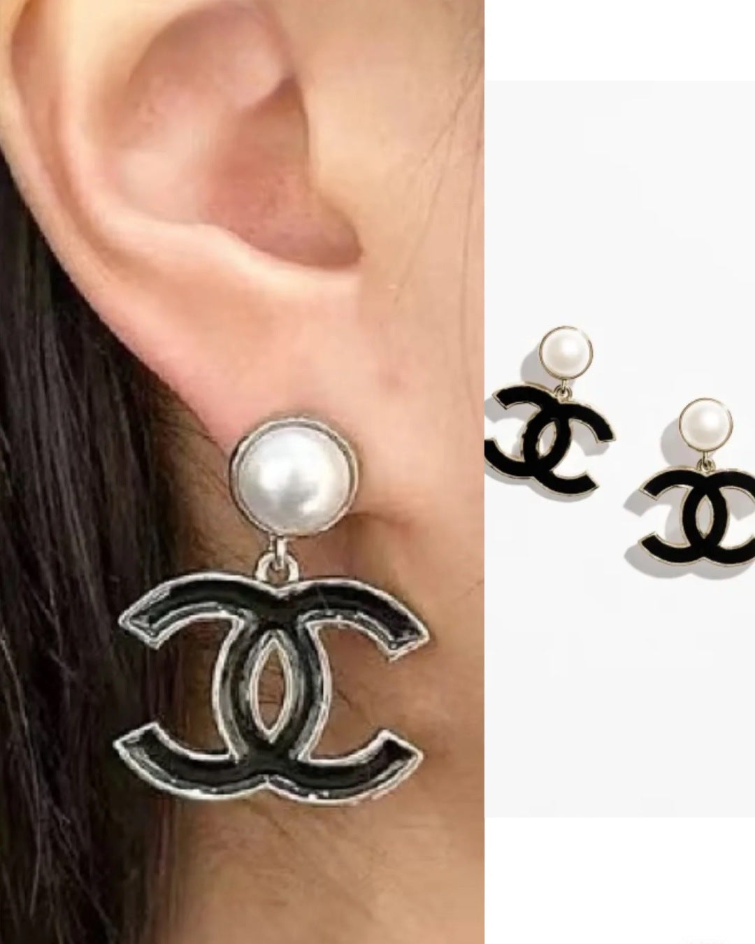 Pearl enamel earrings