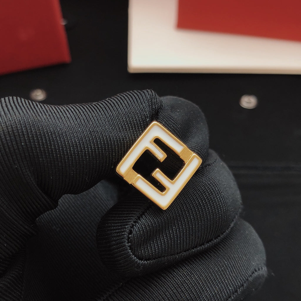 White square hollow earrings
