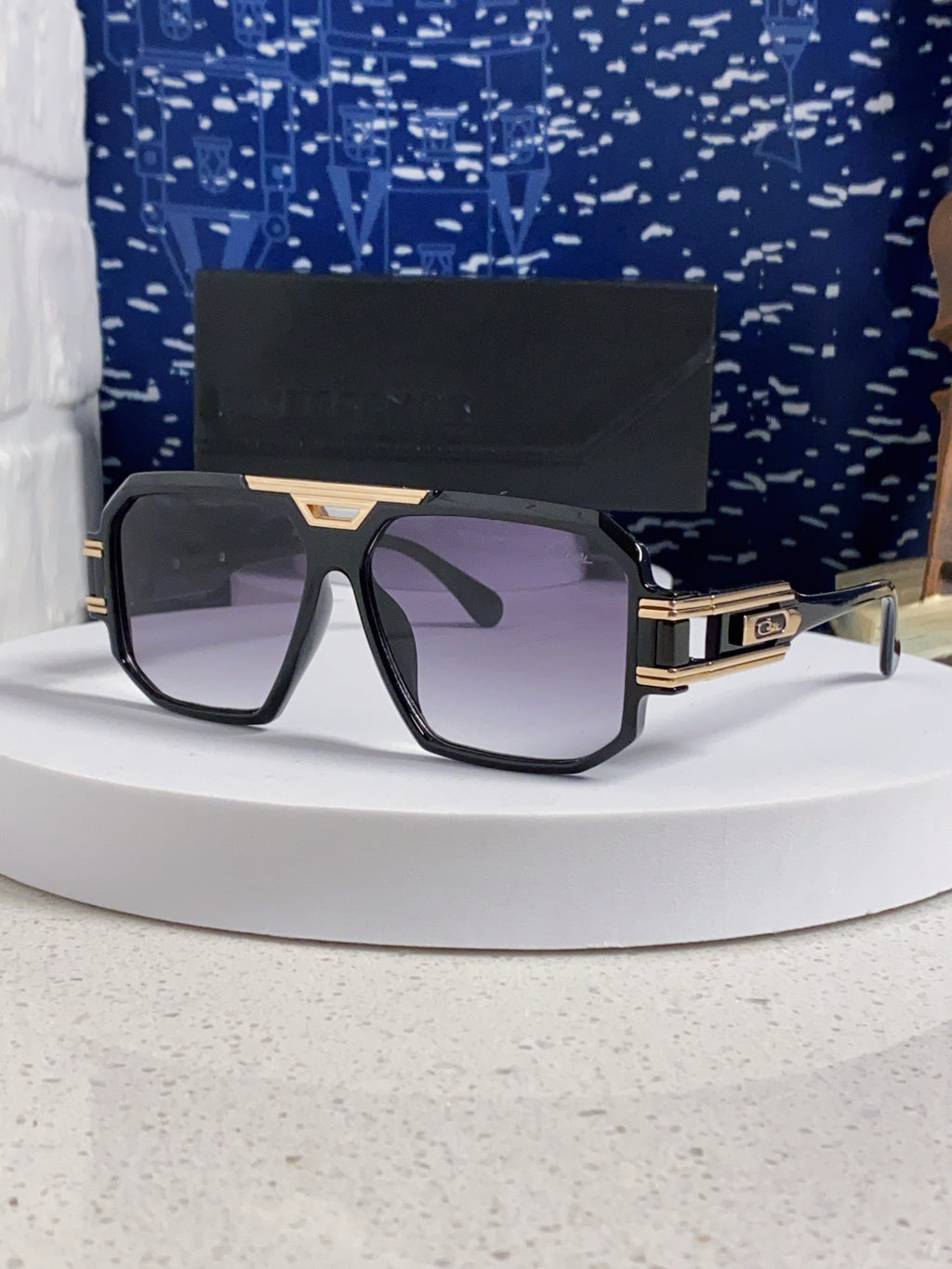 Steampunk retro square frame double beam sunglasses