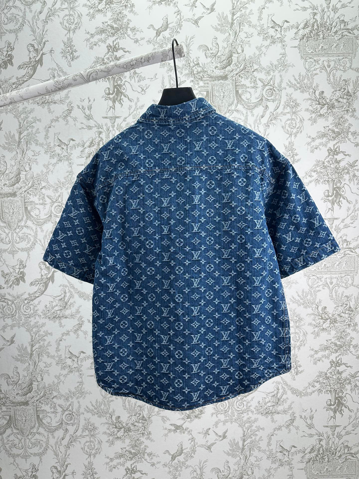 Spring and summer new collar jacquard short sleeved shirt