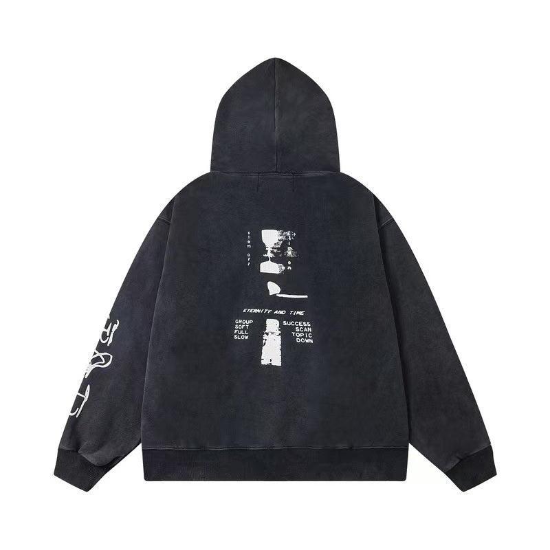 New illustration printed hooded sweatshirt