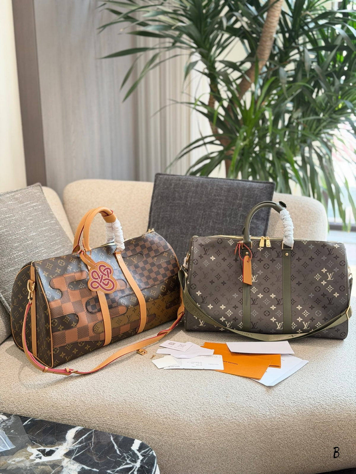 Green/old flower collage airport bag travel bag 50cm