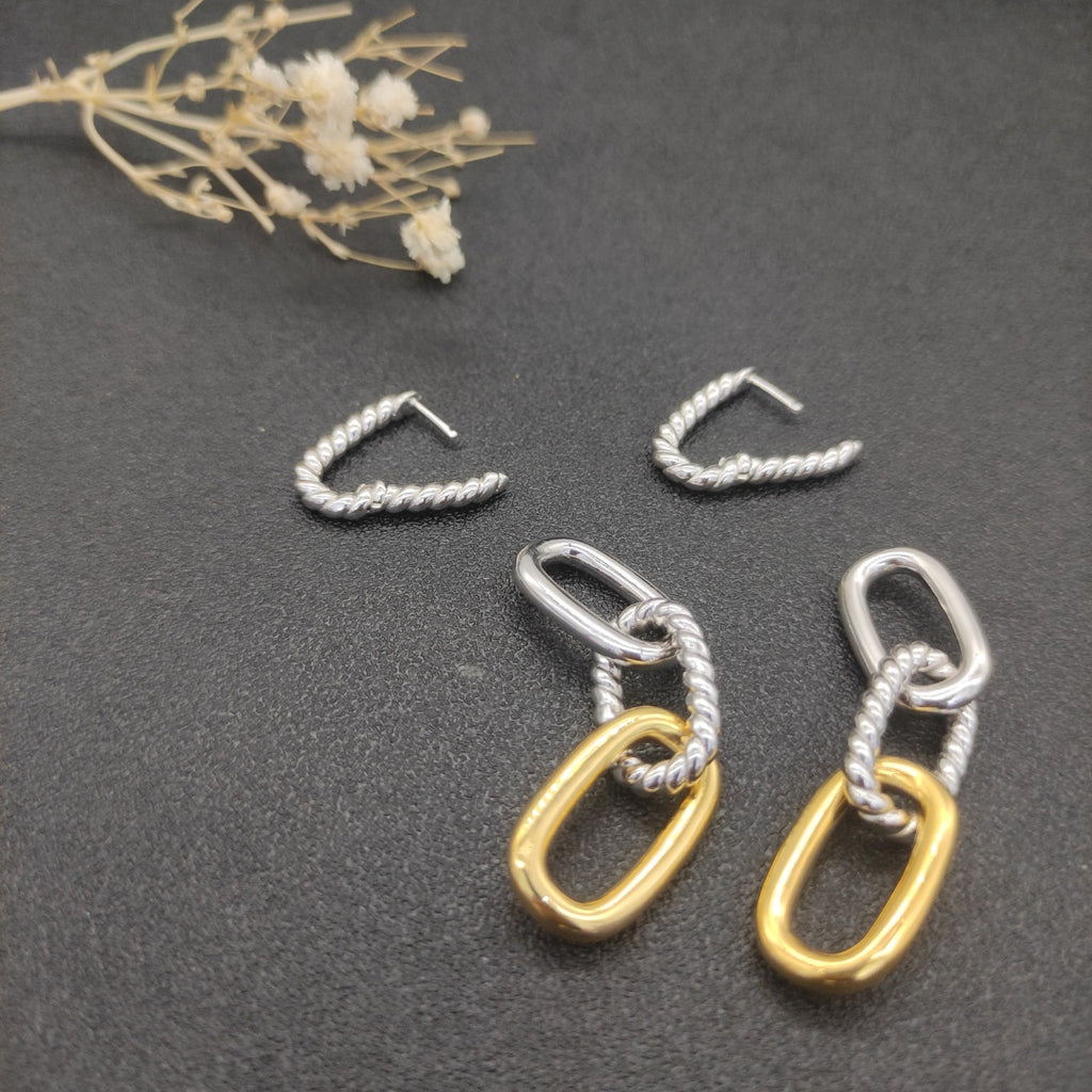 Color coded button buckle earrings
