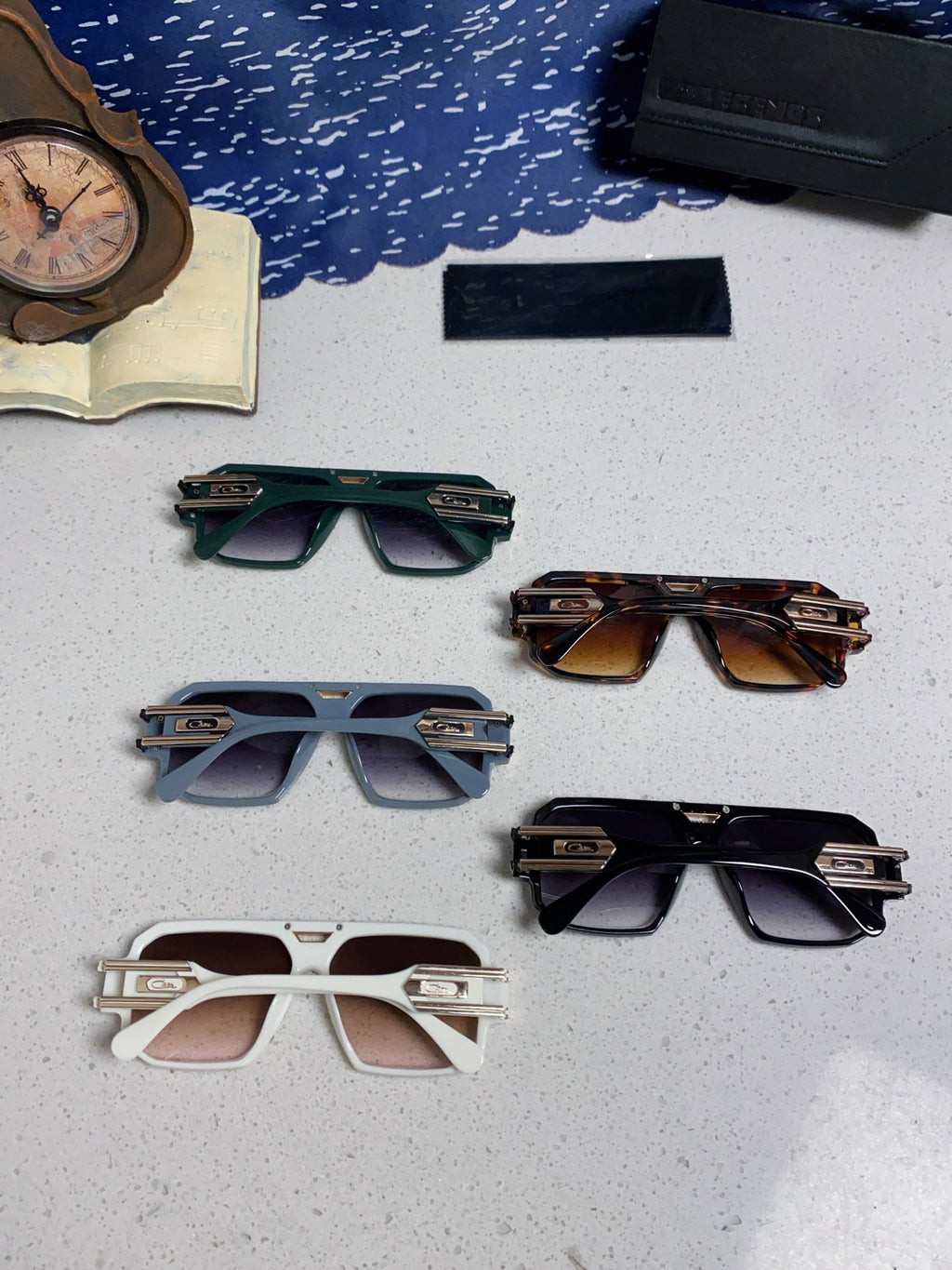 Steampunk retro square frame double beam sunglasses