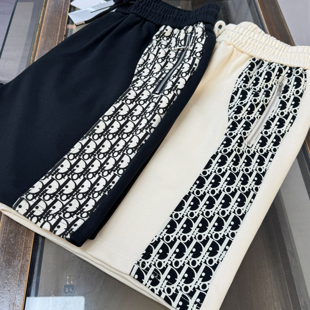 Latest double-sided letter jacquard splicing casual shorts