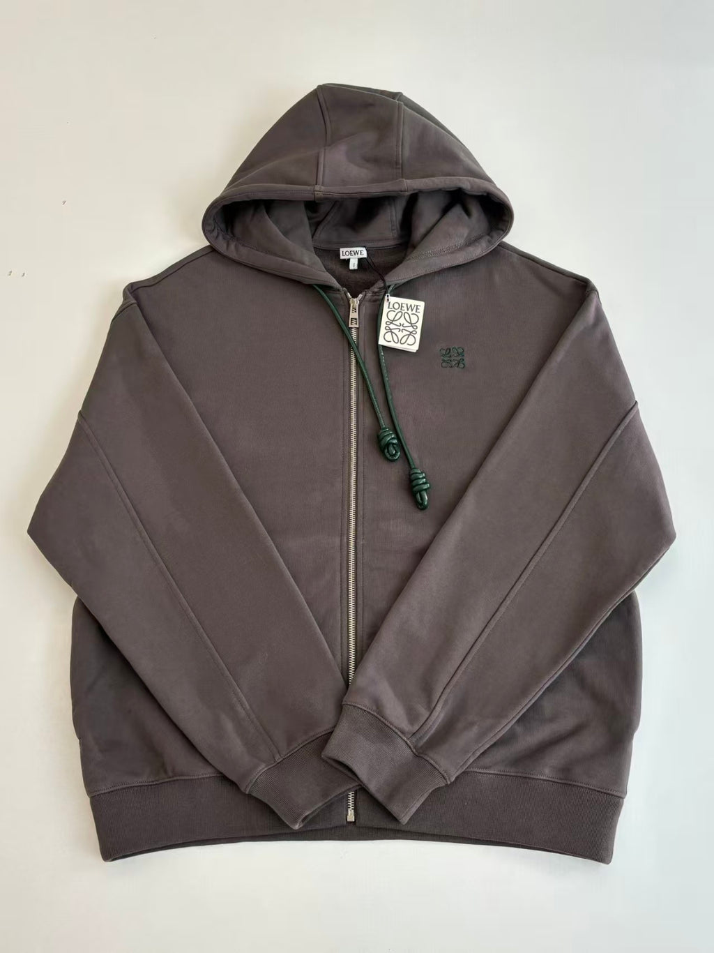 Embroidered zipper hooded sweatshirt jacket