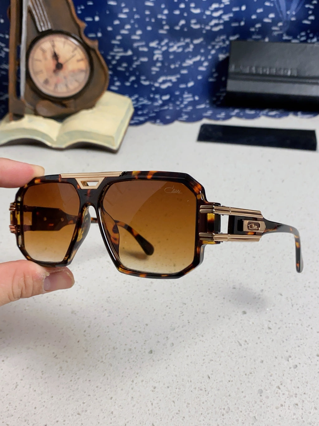 Steampunk retro square frame double beam sunglasses