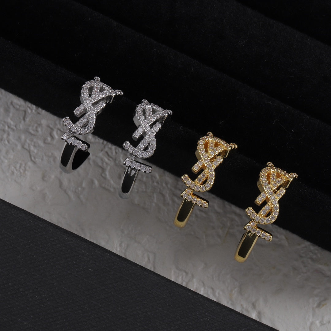 Full diamond earrings with letters