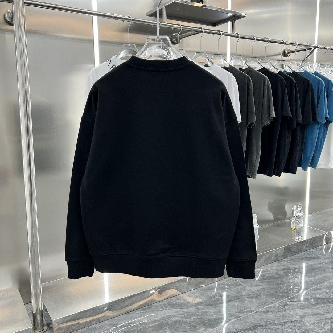 Spring and Autumn New Collection Chest Large Logo Blue Letter Printed Round Neck Hoodie