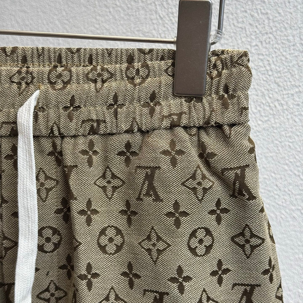 Full printed logo jacquard denim shorts