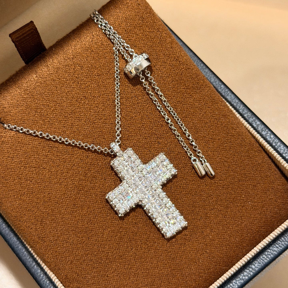 Square Diamond Cross Full Diamond Necklace