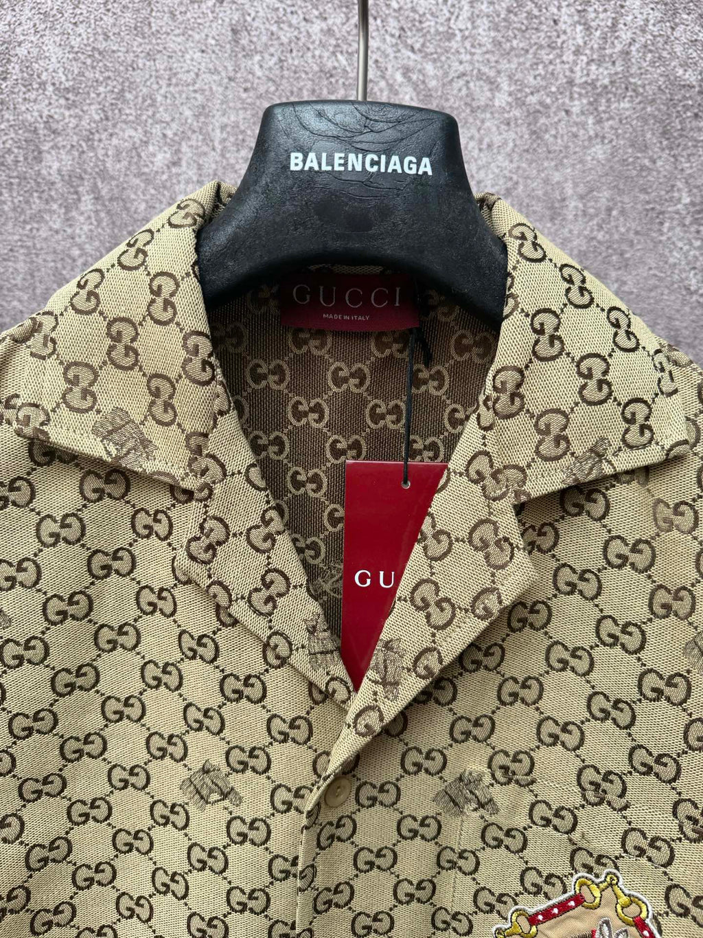 Spring and summer new equestrian embroidery square collar single breasted full printed LOGO short sleeved shirt