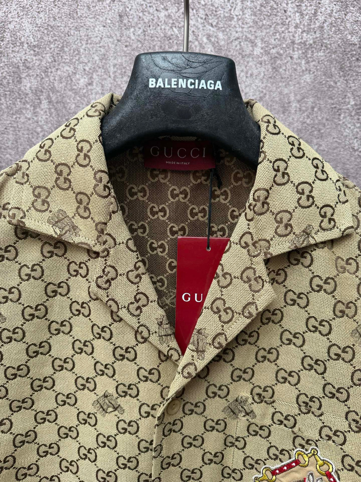 Spring and summer new equestrian embroidery square collar single breasted full printed LOGO short sleeved shirt