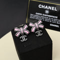 Colorful powder enamel bow earrings