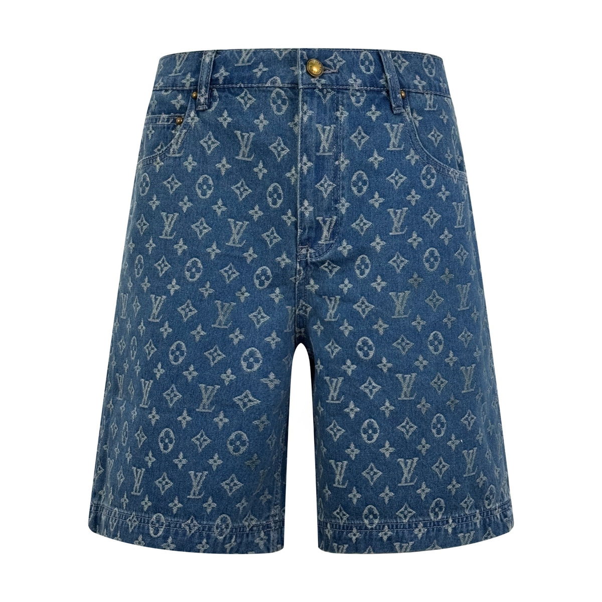 Full printed logo denim shorts