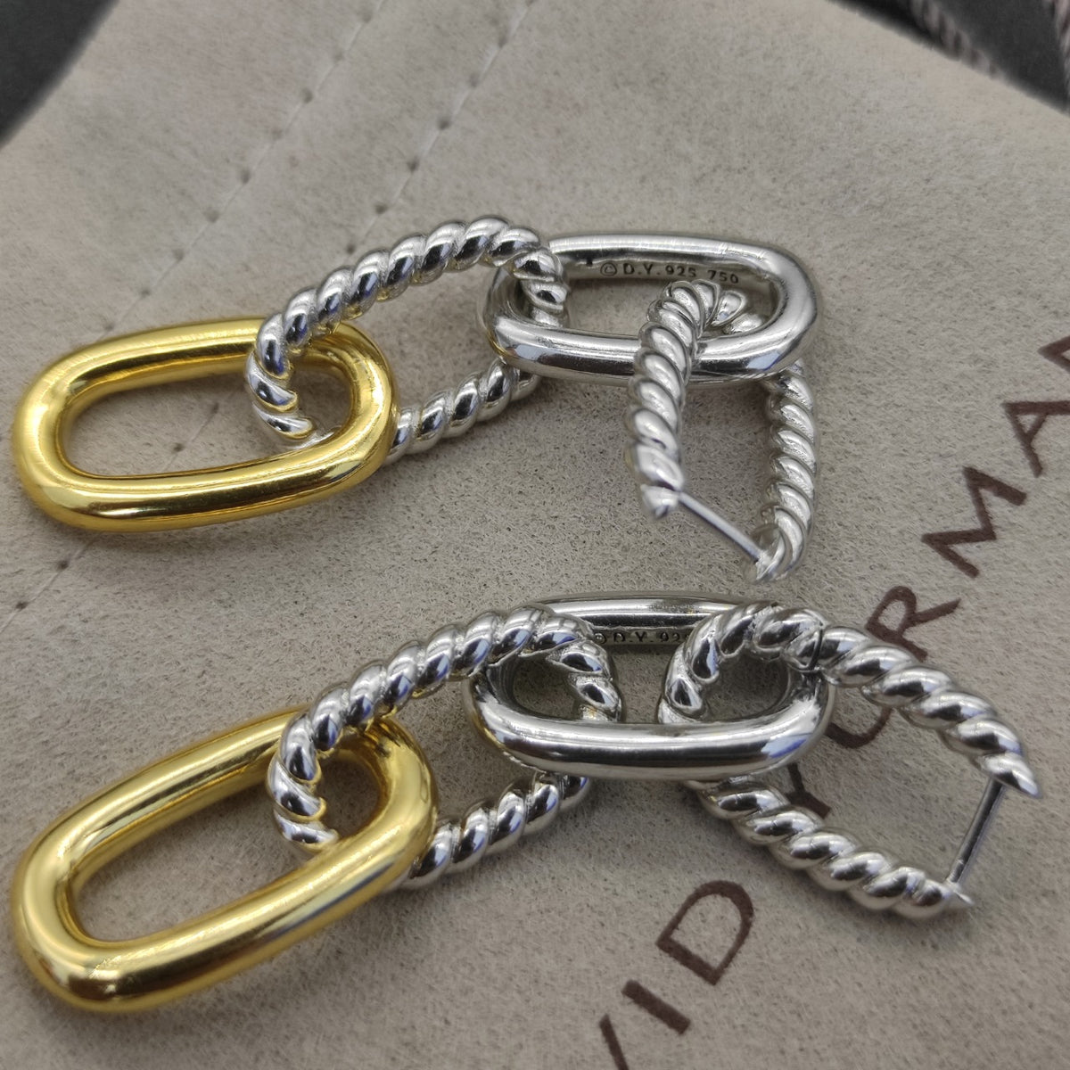 Color coded button buckle earrings