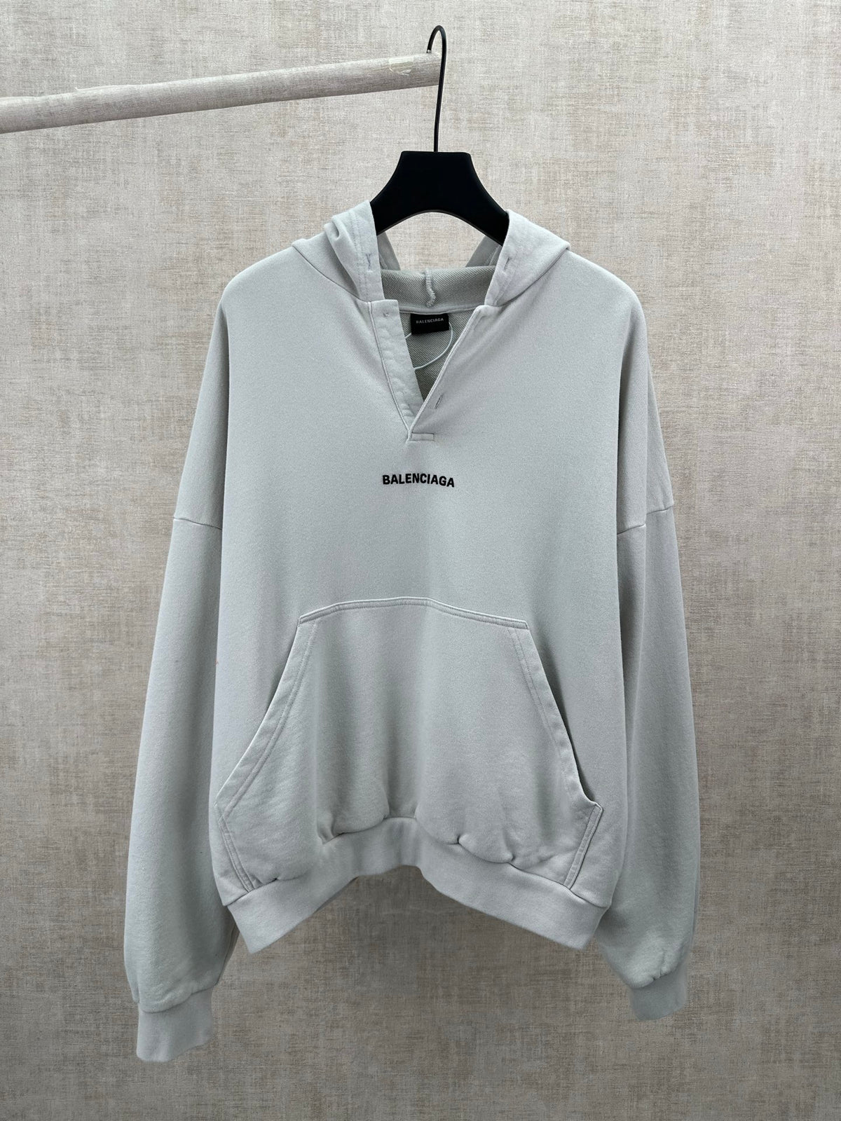 Embroidered Hoodie with Falling Shoulders