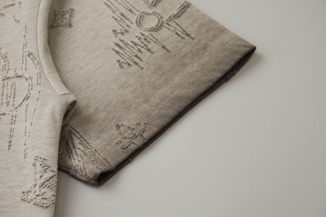 Burnt jacquard short sleeved shirt