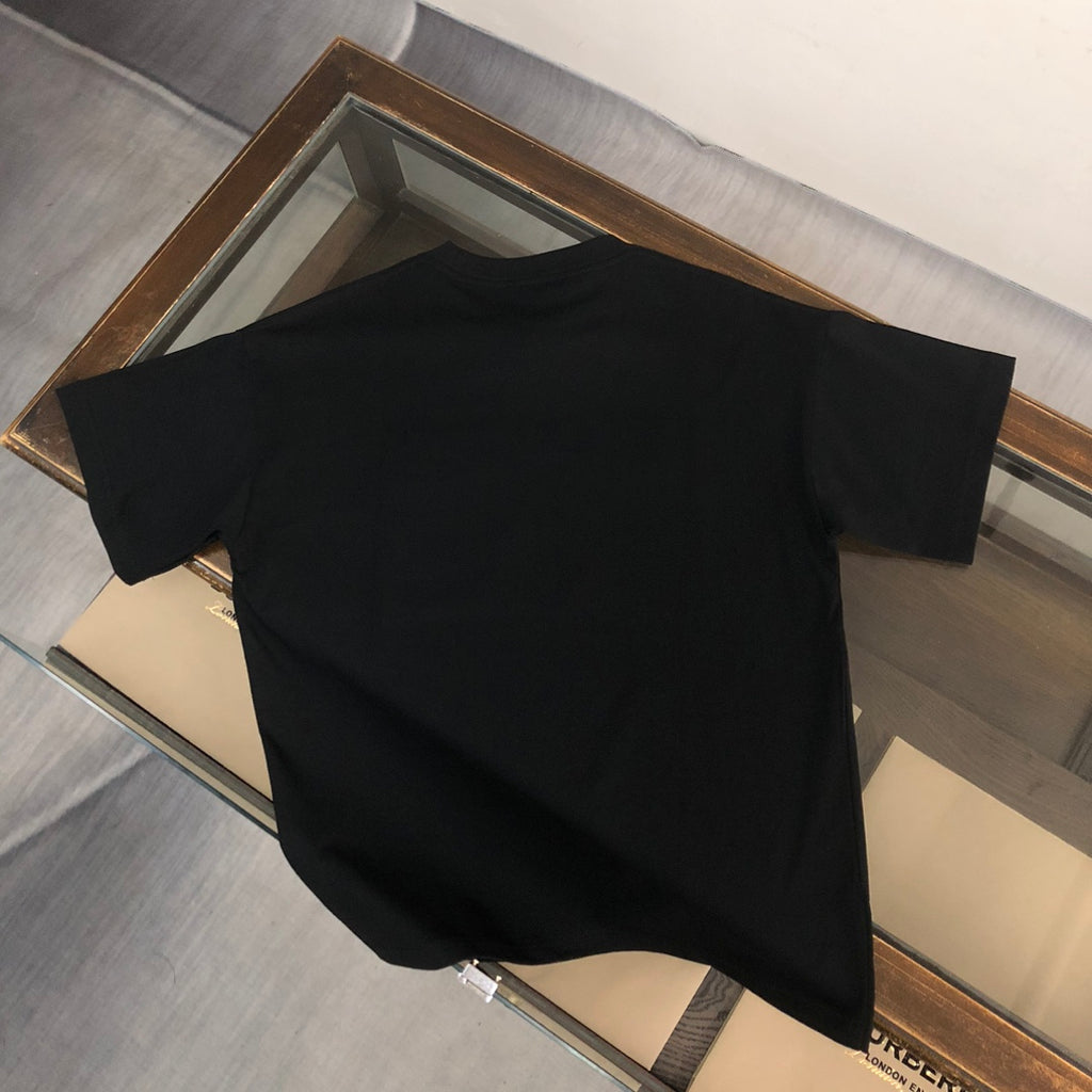 Adhesive printed letter round neck short sleeved T-shirt
