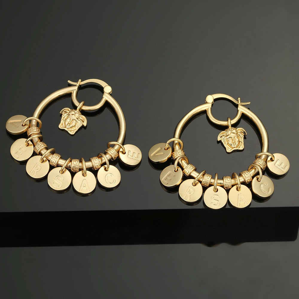 Flower Vine Pattern Large Circle Dynamic Earrings