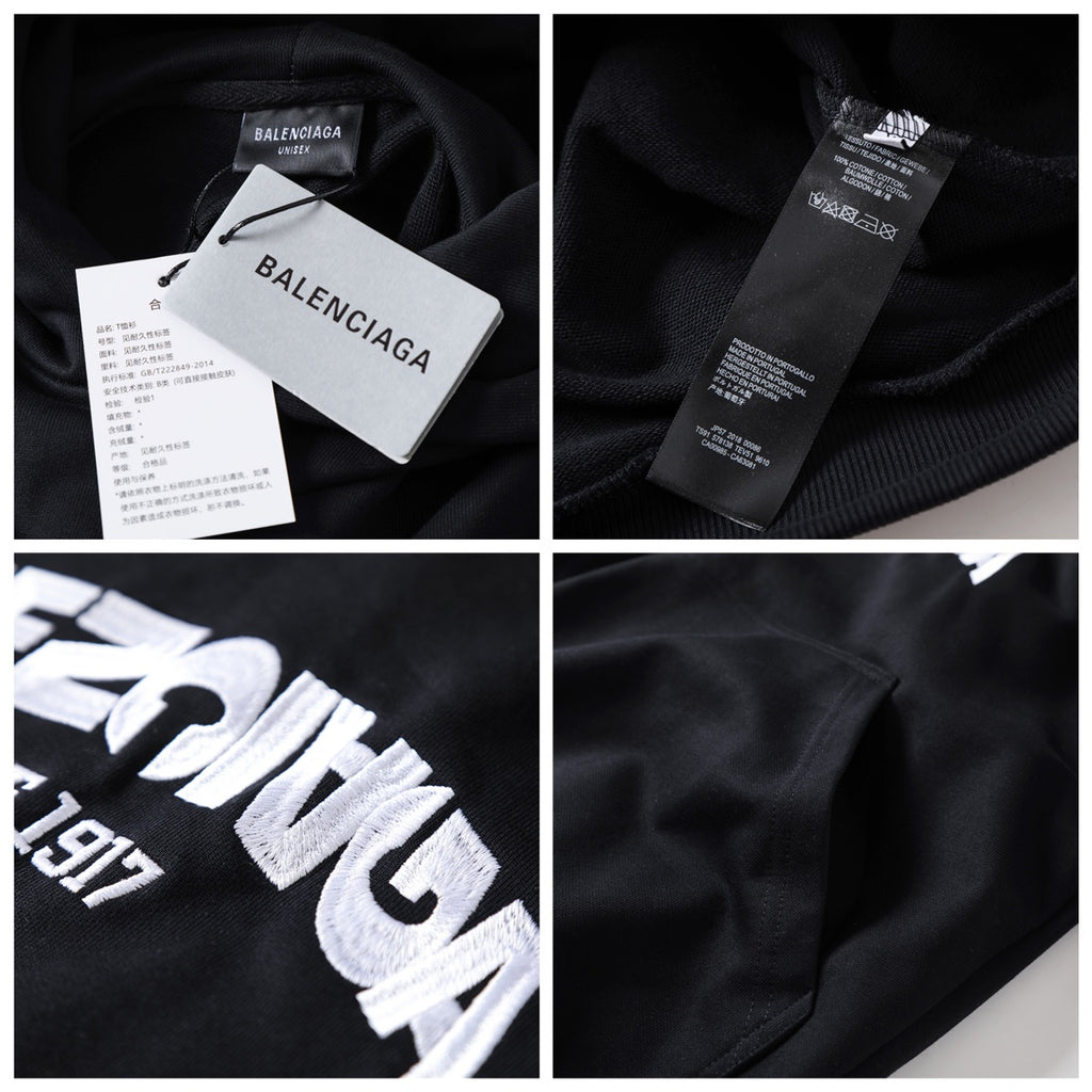 Reverse garbled letter embroidery hooded sweatshirt