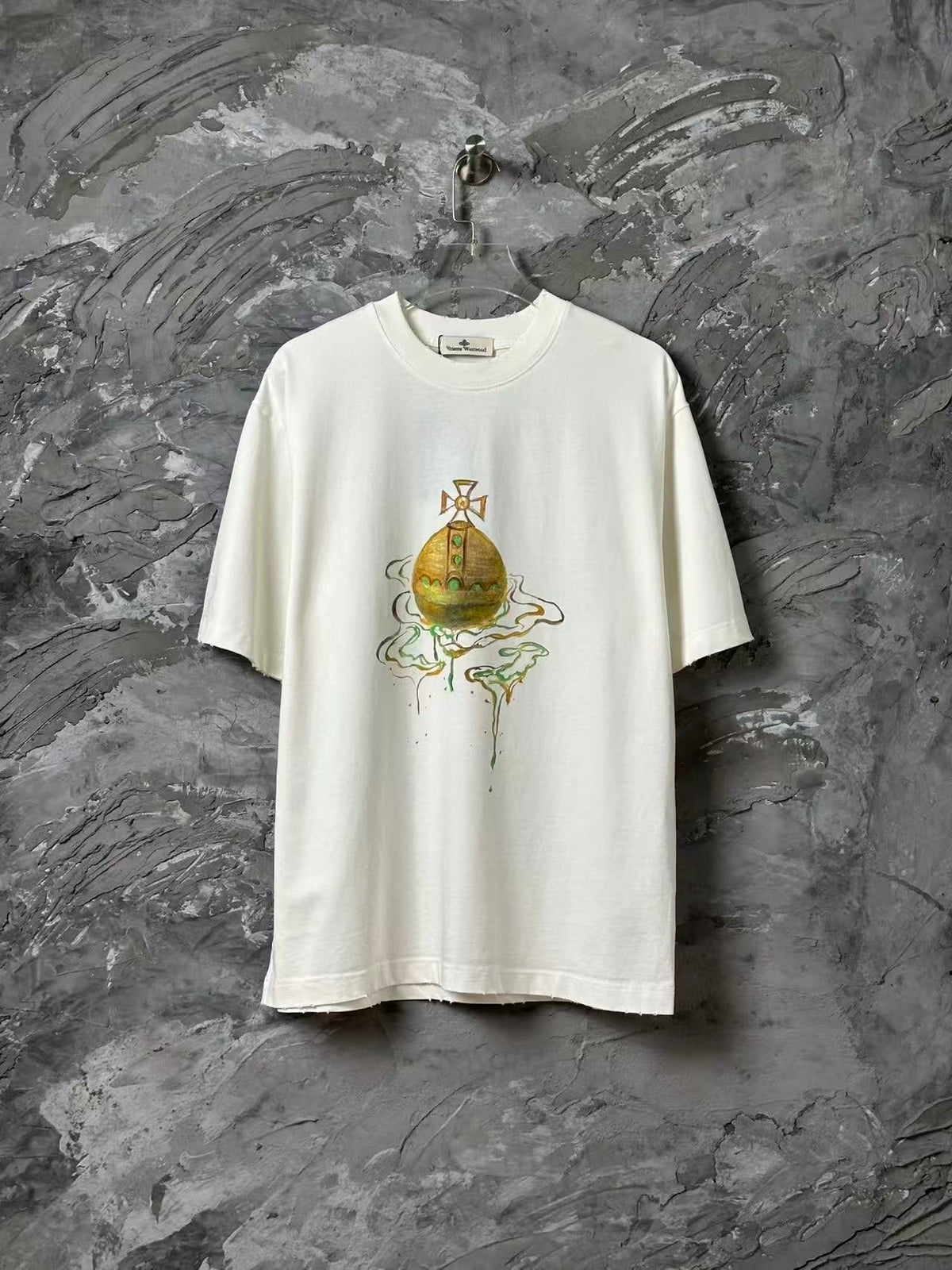 Letter Rainbow Paint Inkjet Printed Short Sleeve T-shirt