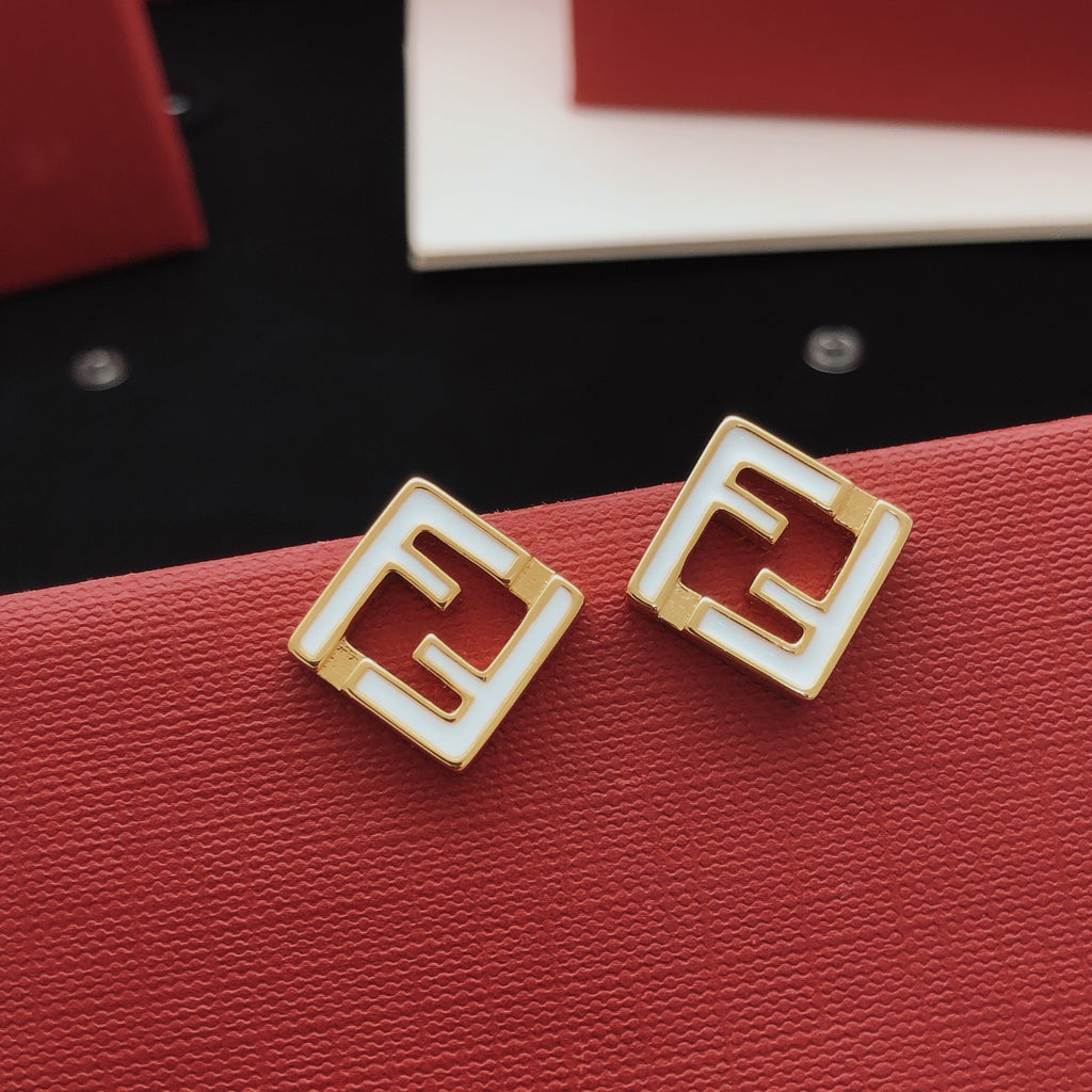 White square hollow earrings