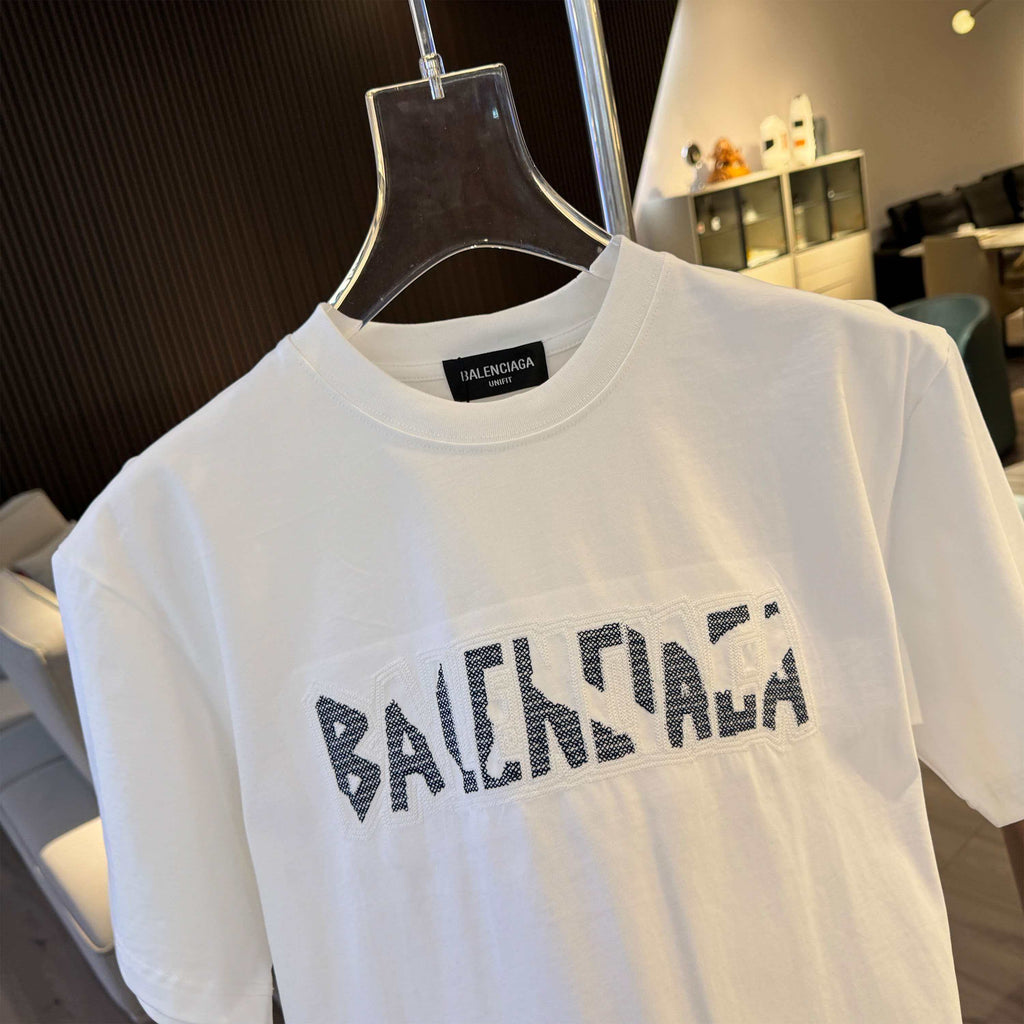26ss new embroidery craft logo letter short sleeved shirt