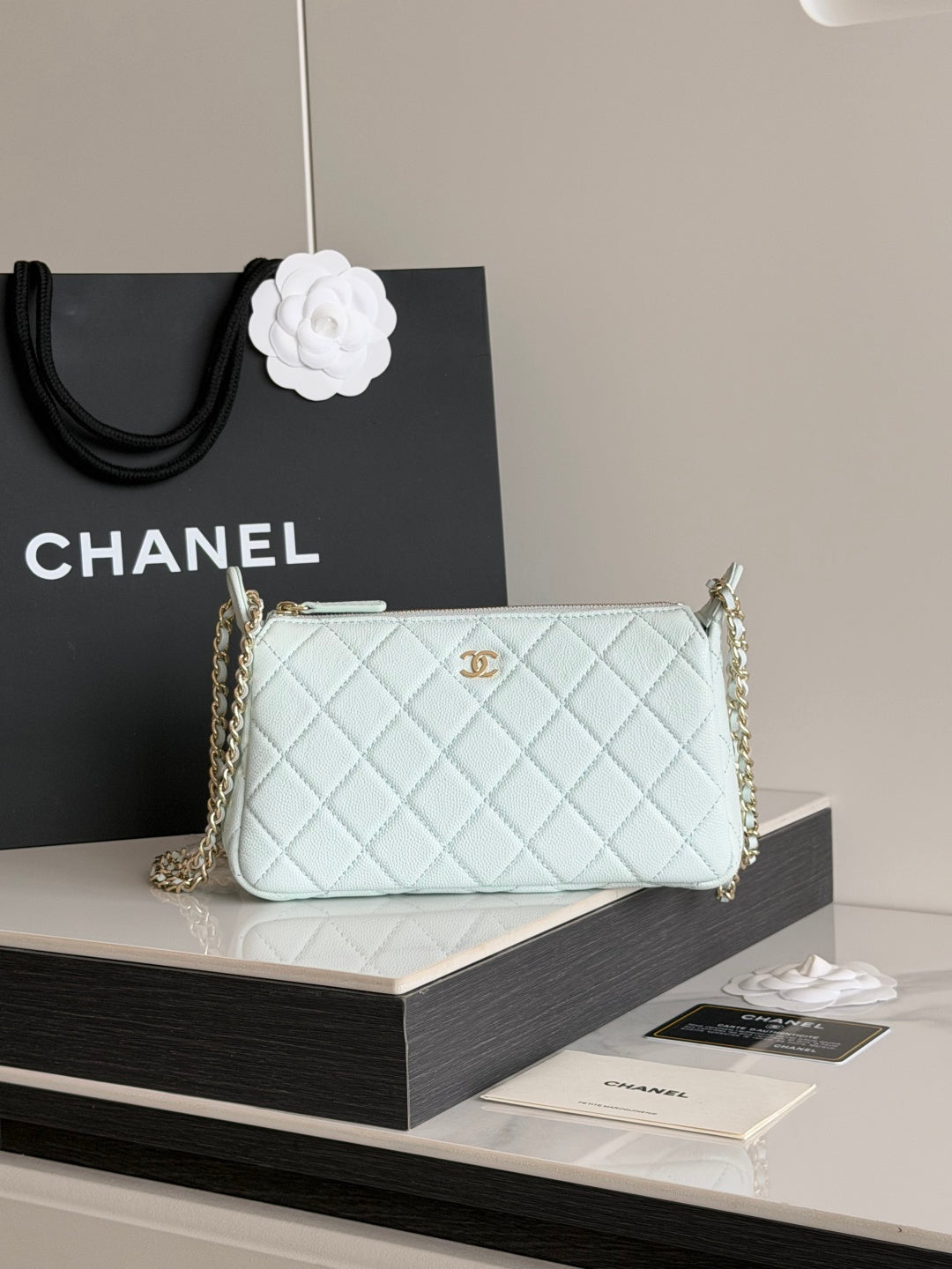 2026 Clutch with Chain 21cm Caviar Leather