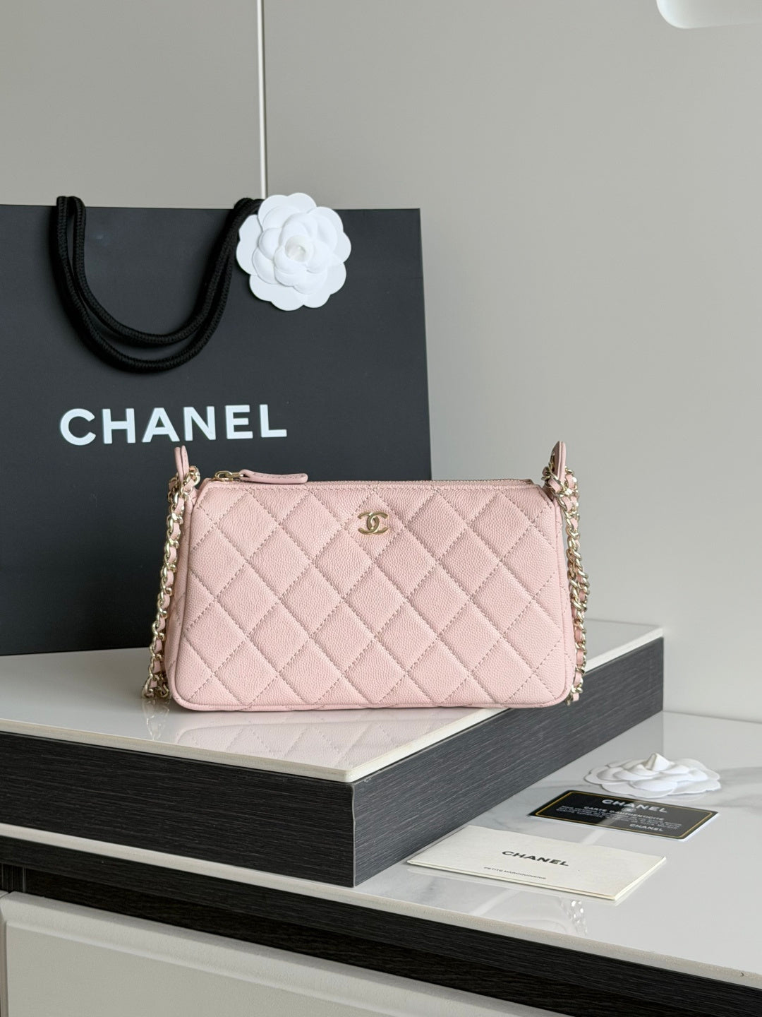 2026 Clutch with Chain 21cm Caviar Leather