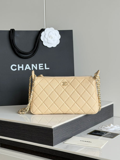 2026 Clutch with Chain 21cm Caviar Leather