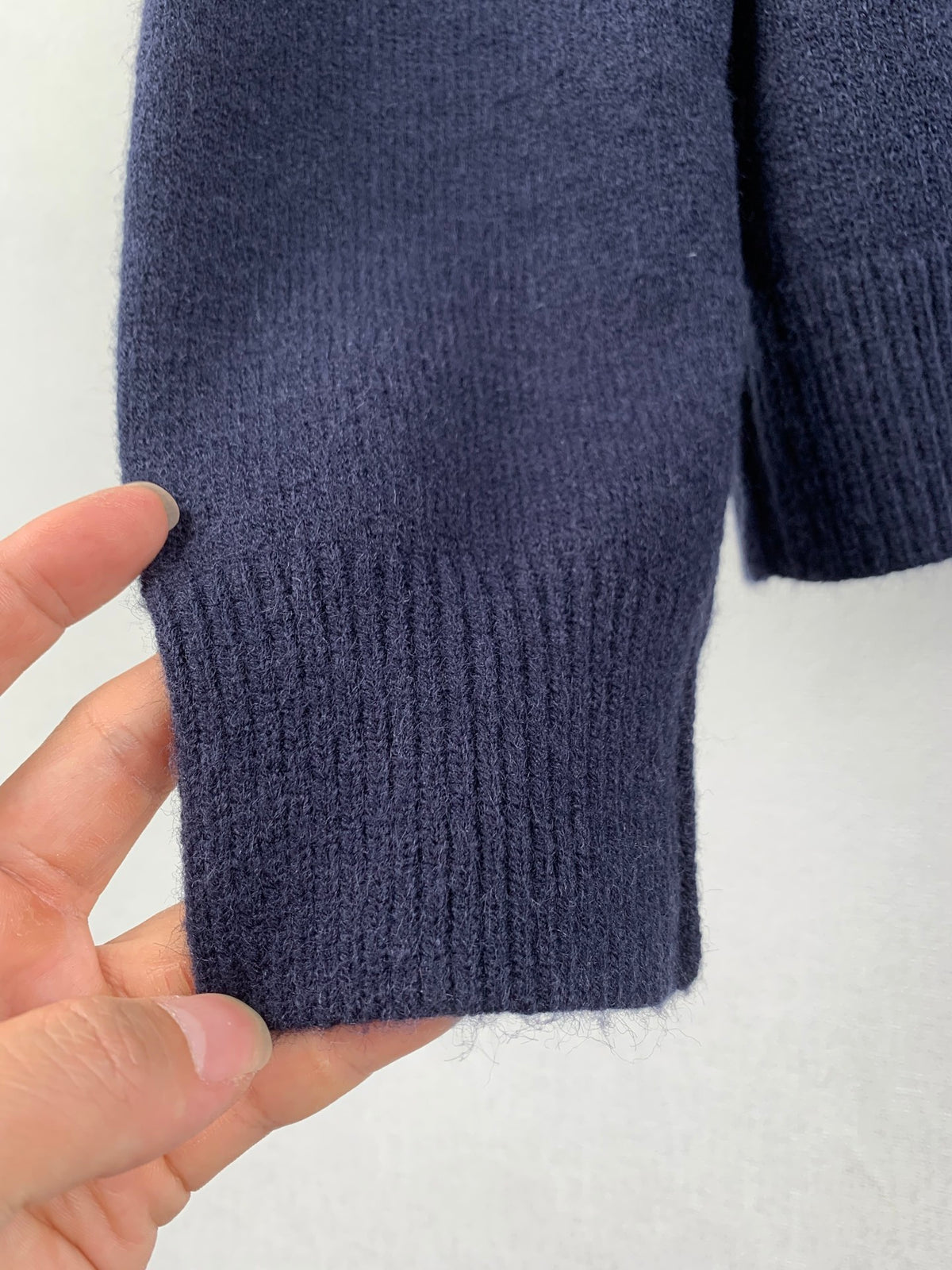 Solid color round neck cashmere knit sweater