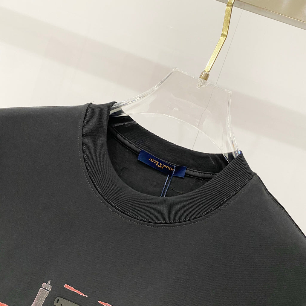 Landscape printed silicone letter T-shirt