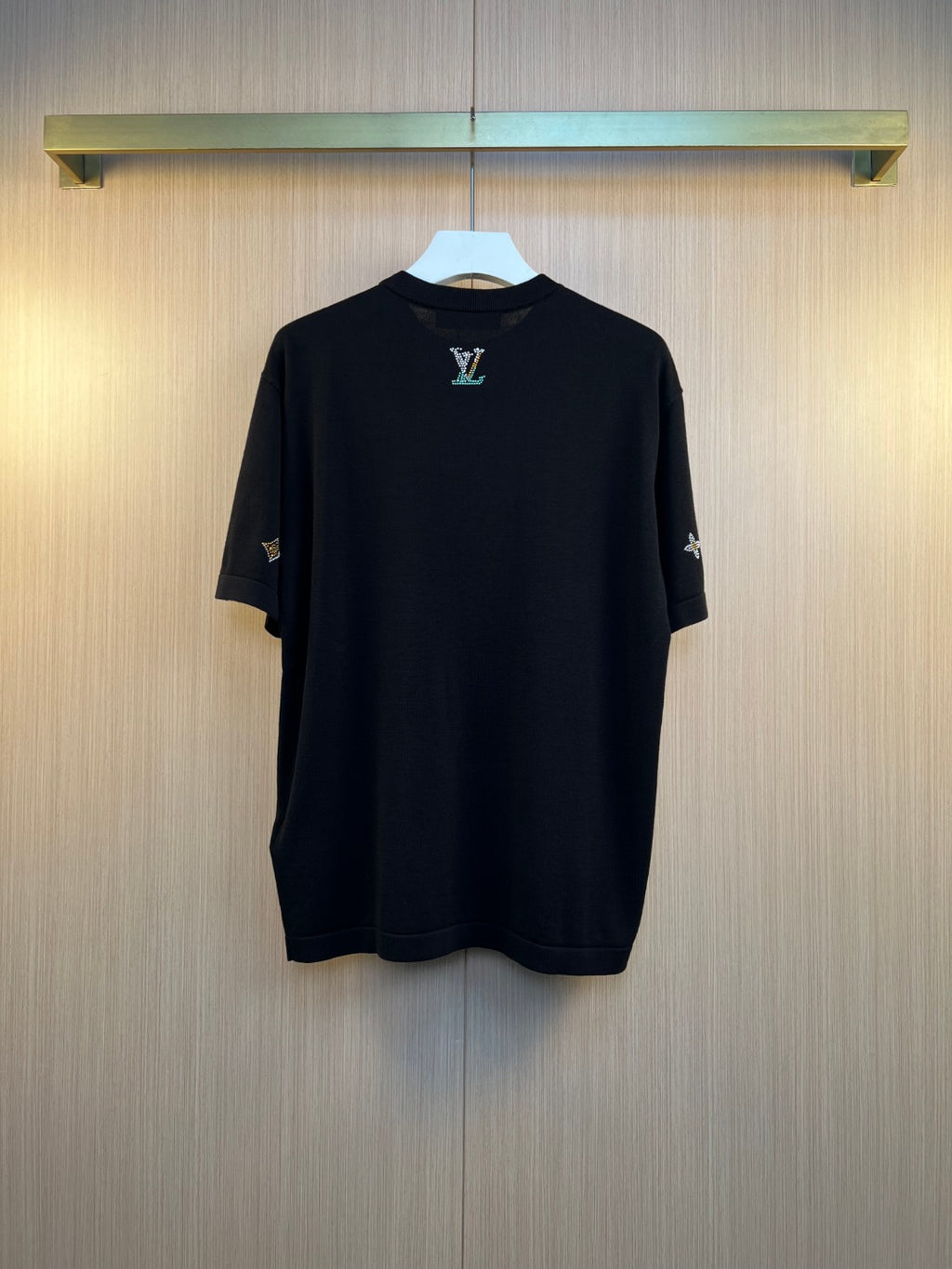 Summer New Letter Flower Hot Diamond Knitted Short Sleeve T-shirt