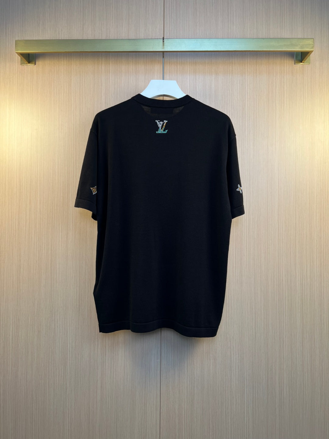 Summer New Letter Flower Hot Diamond Knitted Short Sleeve T-shirt