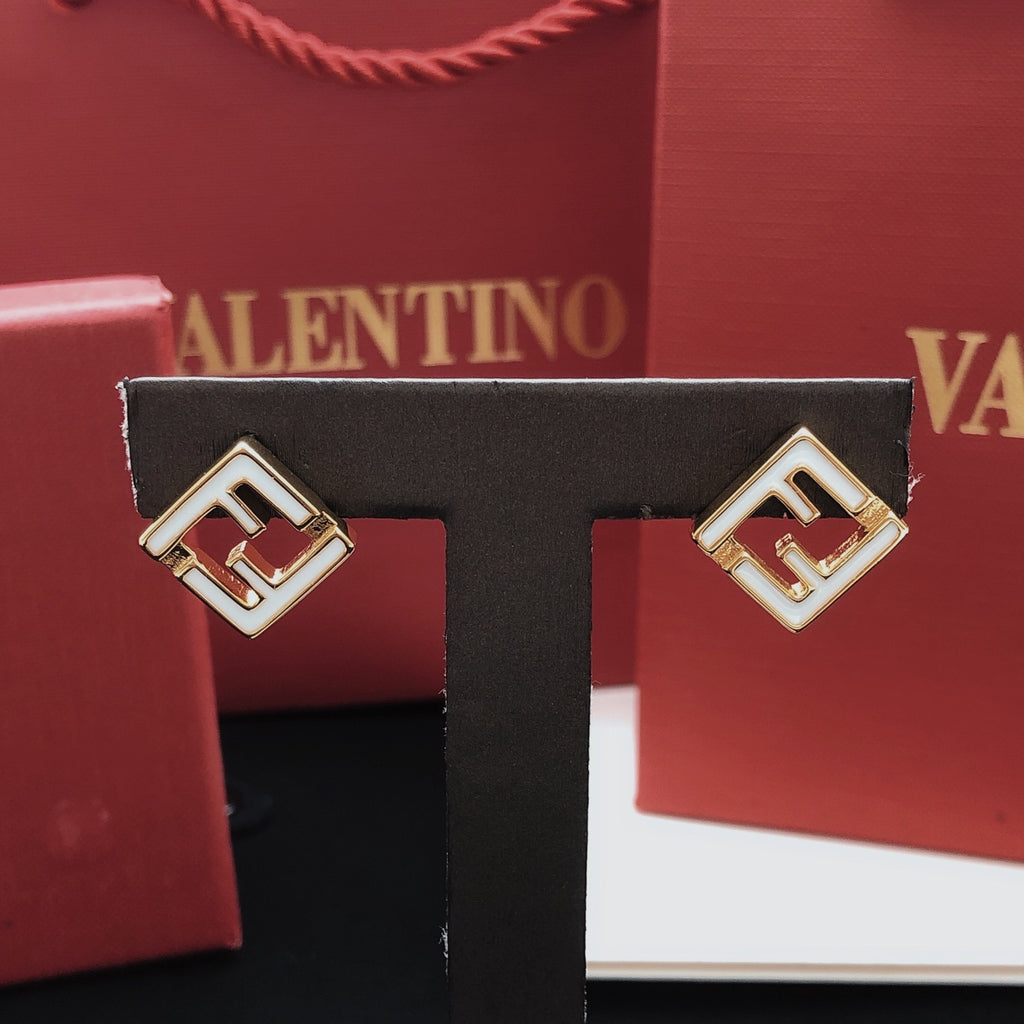 White square hollow earrings