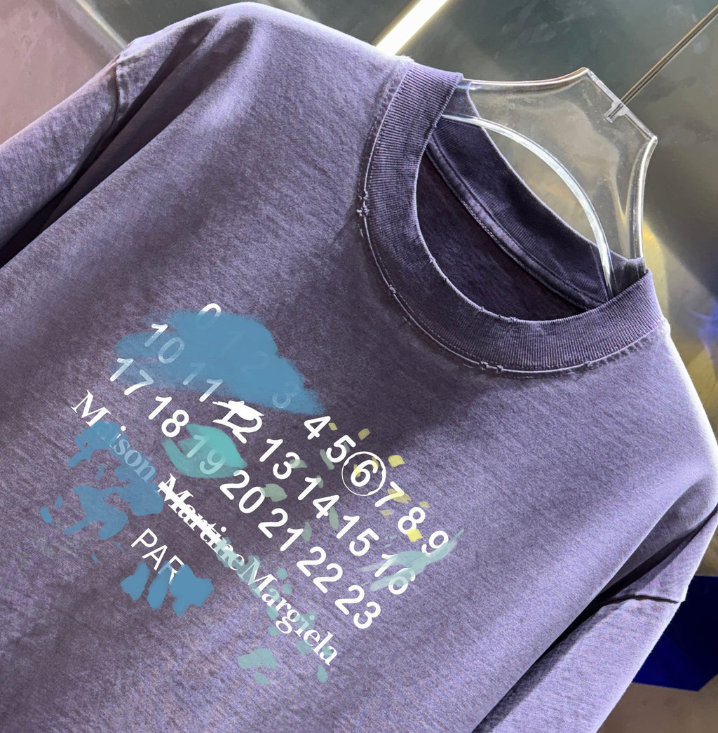 Wash and grind 320g round neck short sleeved T-shirt
