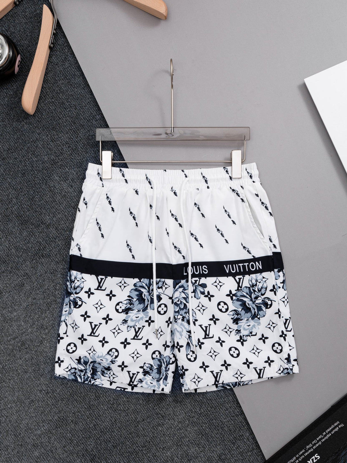 Straight striped spliced beach shorts