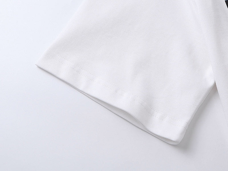 Spring and summer new style horseneck button print round neck short sleeved T-shirt