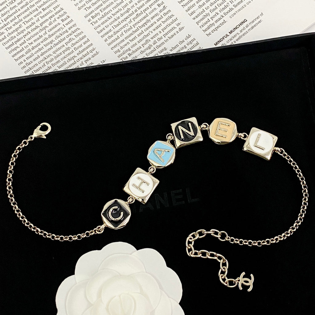 Multi colored enamel square necklace