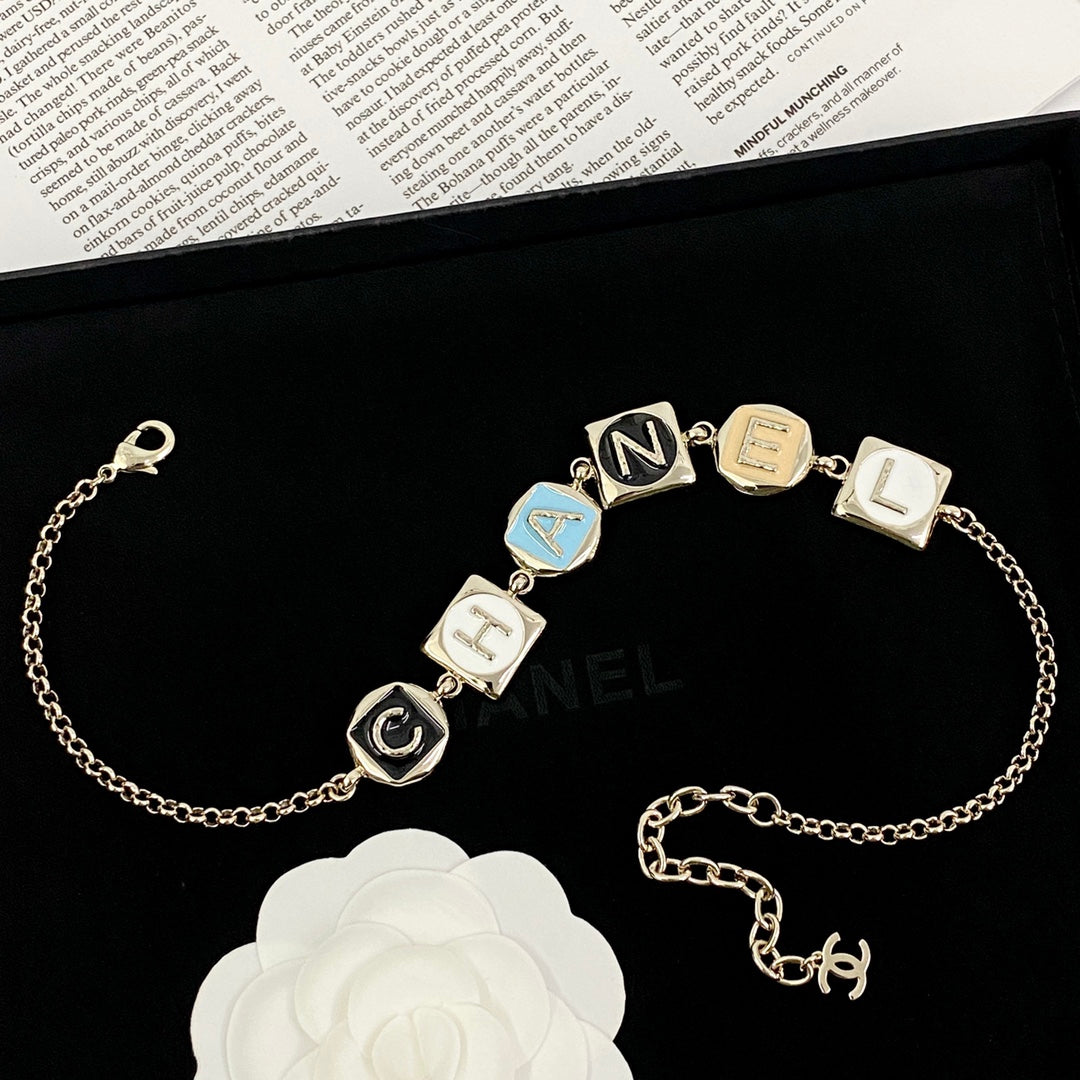Multi colored enamel square necklace